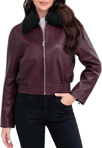 Blouson Bomber en Cuir Véritable Bordeaux de Haute Qualité, Personnalisable avec Logo OEM, Fermeture Éclair, pour Femmes Motardes - Product Image 3