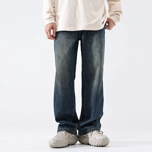 Custom <b>Men</b> Outfit Baggy Fit Dark Blue <b>Jeans</b> Pants Medium Blue Denim <b>Jeans</b> <b>Men's</b> Slim Fit Pants Distressed Wash Comfortable Trend - Product Image 3