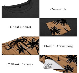 Breathable casual outfit <b>Knitted</b> solid color <b>set</b> Summer comfort wear Crew neck t-shirt shorts Comfortable men's <b>set</b> - Product Image 5