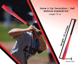 33" <b>Baseball</b> <b>Bat</b> Red Barrel & Black Grip Poplar Wood/Solid wood for Youth & Adult 19 oz & Barrel 2.25 BY NAQQASH SPORTS - Product Image 4