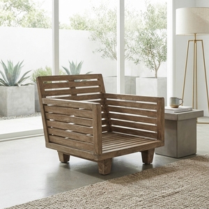 Estructura de sofá individual Sunrise de madera premium, minimalista, de madera maciza de teca, para sala de estar, sillón individual, unidad de estructura con almohadillas. - Product Image 4