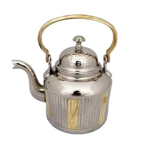 ชุดหม้อชาและกาแฟทำจากทองเหลืองสุดหรูพร้อมของตกแต่งโต๊ะกาน้ำชาสำหรับอาหารเช้าของโรงแรมมีฝาปิดสำหรับเสิร์ฟ - Product Image 2