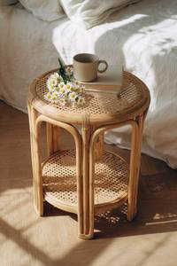 Elegante Mesa de Noche de Ratán Estilo Bohemio, Diseñada con Estructura de Madera Maciza y Acabado Tejido Natural - Product Image 5