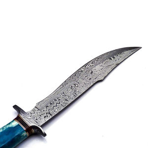 Cuchillo Bowie de Caza de Acero de Damasco Forjado a Mano Personalizado, con Mango de Madera, OEM Disponible, el Mejor Cuchillo para Camping, Supervivencia y Caza al Aire Libre - Product Image 5
