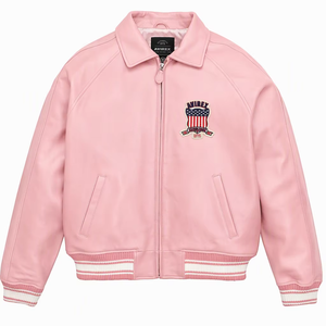 Veste en cuir ICON Avirex pour homme, veste bomber en cuir PU avec patch brodé, veste en cuir Avirex pour homme, style streetwear - Product Image 6