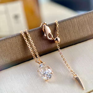 Colgante y Cadena con Diamante Ovalado Cultivado en Laboratorio IGI D-E-F VVS-VS en Oro de 14K, Oro Rosa, Oro Blanco y Plata de Ley - Product Image 4