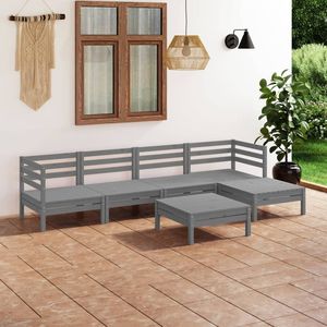 Ensemble de salon de jardin en pin massif gris, 6 pièces, durable et élégant, mobilier d'extérieur - Product Image 1