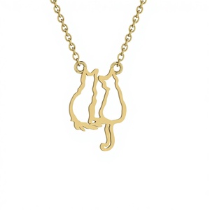 Cat <b>Memorial</b> 925 Sterling Silver Ethnic Pendant Necklace 13x20mm Personalized Animal Lover Gold Plated <b>Gift</b> Jewelry for Couples - Product Image 1