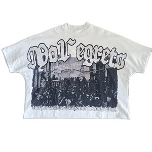 Camiseta de Algodón Lavado de Alta Calidad en Oferta, Camiseta Oversize con Estampado Urbano y Estilo Hip-Hop para Hombre - Product Image 1