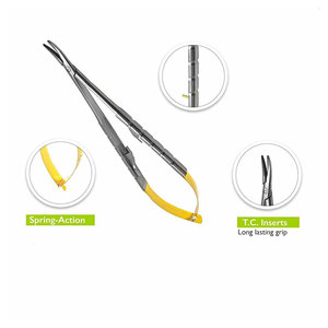 Portaagujas TC Noyes, Tijeras Rectas y Curvas, Pinzas Quirúrgicas Dentales de Microcirugía, Acero Inoxidable, Precisión Manual MOL - Product Image 5