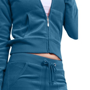 Conjunto Deportivo Azul con Capucha para Mujer, Pantalones Largos de Color Sólido, Casuales, con Bolsillos Laterales, Transpirables, para Otoño - Product Image 6