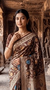 ผ้าซารีลายพิมพ์ดิจิทัลลิลานคอตตอนสุดพิเศษ สวยงามโดดเด่น พร้อมภาพถ่ายนางแบบจริง - Product Image 3