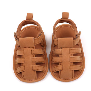 Sandales d'été confortables pour bébés de 0 à 18 <span class=keywords><strong>mois</strong></span> Sandales plates à semelles en caoutchouc antidérapantes Chaussures respirantes pour tout-petits pour garçons - Product Image 3