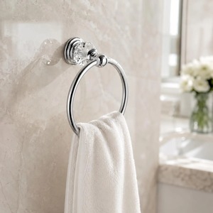 <b>Crystal</b> Design Silver Towel Ring Wall Mounted For Bathroom And Wash Basin Area Elegant Durable Stylish Towel Holder Use - Product Image 5