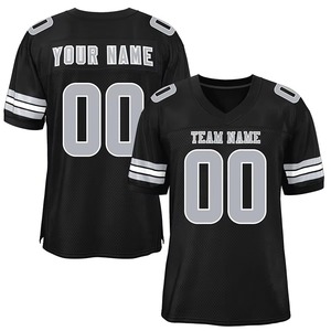 Custom American Football Jersey Men Blue Mesh V-Neck Short Sleeve Breathable Heat-Transfer Printed 100% Polyester Quick Dry Team - Product Image 3