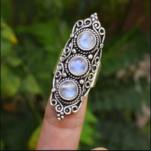 Bague de créateur en pierre de lune, argent sterling 925, bijoux en pierres précieuses faits à la main - Product Image 3