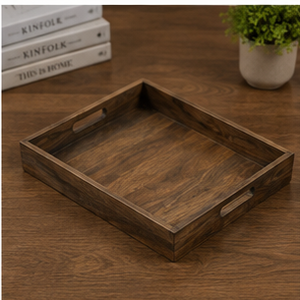 Plateau de rangement rectangulaire en bois, design rustique, durable, accessoire de table de cuisine intérieur - Product Image 4