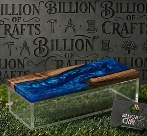 Boîte cadeau artisanale en bois et résine avec conteneur transparent en acrylique pour dattes, fruits secs et chocolats du Ramadan et de l'Aïd Moubarak - Product Image 4