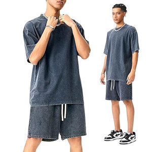 Men Custom DTG Printed Acid Wash Two Piece <b>Set</b> High Quality Distressed 100% Cotton <b>T</b>-<b>Shirt</b> <b>and</b> <b>Shorts</b> Matching Summer Streetwear - Product Image 6