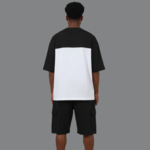 Streetwear 2026 New Arrived Summer Casual Wear Custom DTF Printed logo 100% Cotton 2 tone Breathable Hip Hop Men's 2-Piece <b>Set</b> - Product Image 2