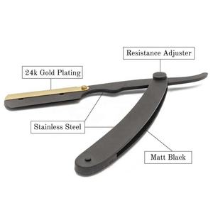 Navaja de Afeitar Profesional Sambrialmed International Cut Throat, Negra con Baño de Oro, Super Acero Inoxidable para Barbería - Product Image 6