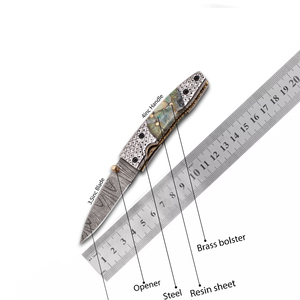 Couteau pliant en acier Damas avec outil utilitaire pratique, couteau Damas fait main avec équipement de poche pour l'extérieur - Product Image 6
