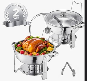 Elegante Juego de 2 Calentadores de Comida Tipo Buffet de Acero Inoxidable Plateado de Tamaño Completo para Catering y Fiestas al Mejor Precio - Product Image 5