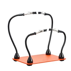 Station de soudage à trois mains magnétiques avec 4 bras flexibles, outil de troisième main avec pinces crocodiles, en acier robuste antidérapant B - Product Image 5