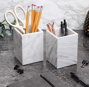 Square Shape <b>White</b> marble <b>Pen</b>/Pencil/Color/Markle/Scissor Storage Crafts Perfect For Desktop With Amazing Price - Product Image 6