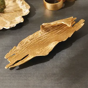 Irregular Gold Finish Decorative Tray Handmade Metal Glam Style <b>Plate</b> for Home Decor - Product Image 4
