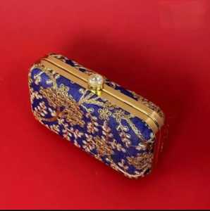 Round Metal Clutch <b>Bag</b> With Silver Plated <b>Studs</b> And Flower Design Zinc Alloy Craft - Product Image 2