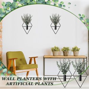 Lot de 4 jardinières murales modernes en métal style bohème, pour plantes artificielles d'intérieur, vase à eucalyptus, décoration murale de salle de bain, public cible : urbain - Product Image 2
