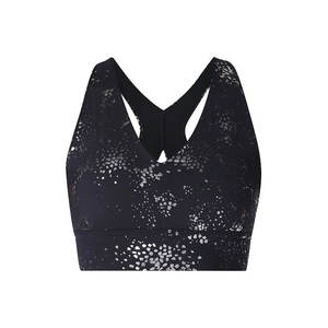 Women's Black Sports Bra With White Speckle Pattern High Support Adjustable Straps Yoga Workout Top - Product Image 1