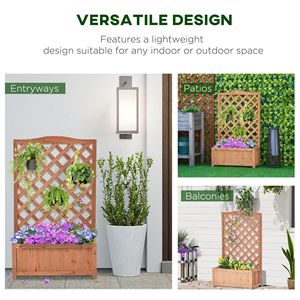 28\" X 11\" X 46\" Classic Wooden Raised Garden Bed with <b>Trellis</b> Brown Pack for Hotels for Wall <b>Flower</b> Pot Drainage Designed - Product Image 4