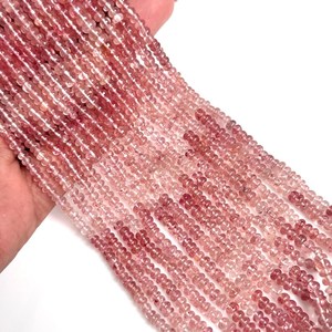 Natural Pink <b>Strawberry</b> Quartz Beads Strand AAA <b>Strawberry</b> Quartz Rondelle Beads 4.5-5mm Genuine Rondelle Gemstone Beads 13 Inch - Product Image 3