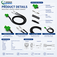 Harness Kabel Konektor Hijau 4-Pin Bersertifikasi Weisheng IATF16949, Perakitan Kabel Kontrol Industri 22AWG