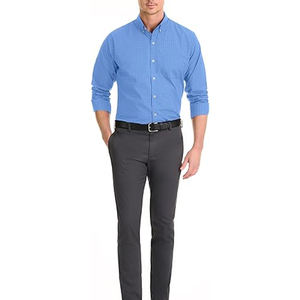 Chemise habillée formelle à manches longues pour homme, coupe ajustée, 100 % coton, décontractée, respirante, en sergé, avec logo personnalisé, fournisseur en gros - Product Image 4