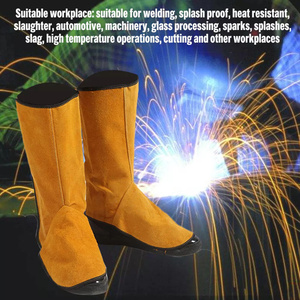Couvre-chaussures en cuir de vachette pleine fleur robuste, résistant à la chaleur et aux étincelles, pour la lutte contre les incendies et les travaux de construction, vêtements de sécurité professionnels. - Product Image 2