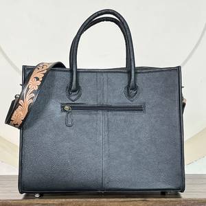 Bolso tote de lujo personalizado para mujer, de cuero de vaca con pelo, grabado a mano, con asa superior floral vintage, para hombro y viaje - Product Image 5