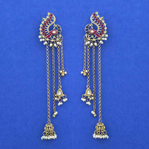 Mayoristas de Joyería Artificial de Moda en India, Pendientes Indo-Occidentales con Baño de Mehndi 113087 - Product Image 1