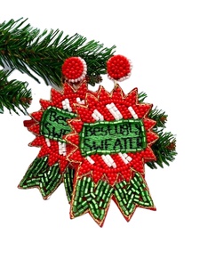 Pink coloured customized seed beaded embroidery <b>handmade</b> <b>earring</b> for girls best price from India - Product Image 3