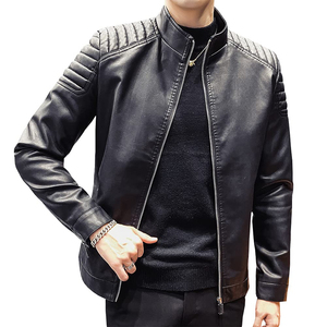 New Arrivals Wholesale High Quality Custom Oem Design Men Leather <b>Jacket</b> <b>Slim</b> Fit Stylish Comfortable Leather <b>jacket</b> for men - Product Image 4