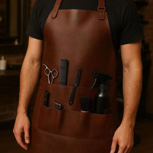 Delantal de Mixología de Cuero Genuino a Prueba de Olores para Bartenders Profesionales - Elegante Ropa de Trabajo para Bar con Portaherramientas de Latón - Product Image 1