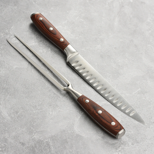 Professional Kitchen Knife Meat Fork Set Stainless Steel Bread Knives Wooden Handle <b>BBQ</b> Carving Fork Cooking <b>Tool</b> Handmade - Product Image 5
