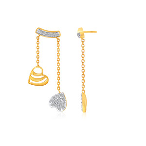 Luxury 18K Gold Plated Double Heart Long Chain Drop <b>Earrings</b> for Women Micro Pave Lab Grown <b>Diamond</b> <b>Dangle</b> Fashion Jewelry - Product Image 4