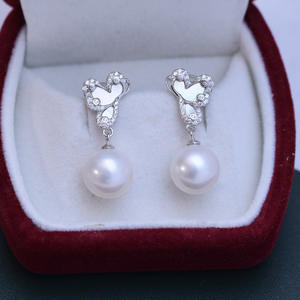 Freshwater 10-11mm White Round Strong <b>Light</b> Slight Flaw Pearls S925 Silver <b>Dragon</b> Model Earrings - Product Image 4