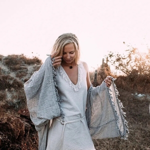 Robe kimono bohème unisexe à manches larges en coton brut, kaftan, cardigan éco-responsable, tulum, robe de festival, robe gitane - Product Image 3
