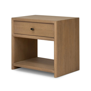Modern Minimalist Wooden Nightstand With Drawer And <b>Open</b> Shelf For Home Furniture - Product Image 1