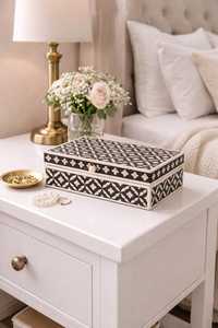 Handmade Natural Buffalo Bone Inlay Moroccan Pattern Jewelry <b>Box</b> - Product Image 5