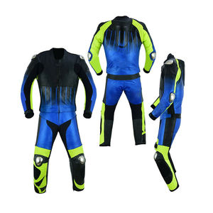 Combinaison de moto en cuir respirante imprimée à séchage rapide, manches longues, logo personnalisé, service OEM, deux pièces, équipement de motard en gros - Product Image 1